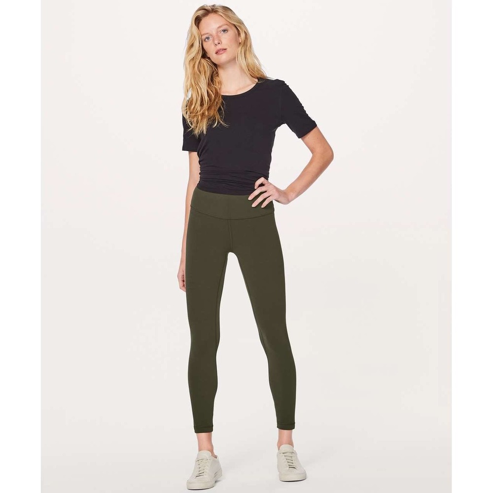 Lululemon Align Pant II 25" Leggings Dark Olive Green High Rise Nulu Size 6